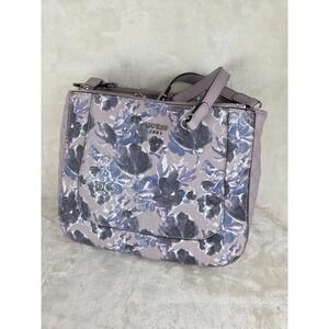 Guess Floral Print Satchel Handbag Lavender Purple Chain Strap‎ Top Handle